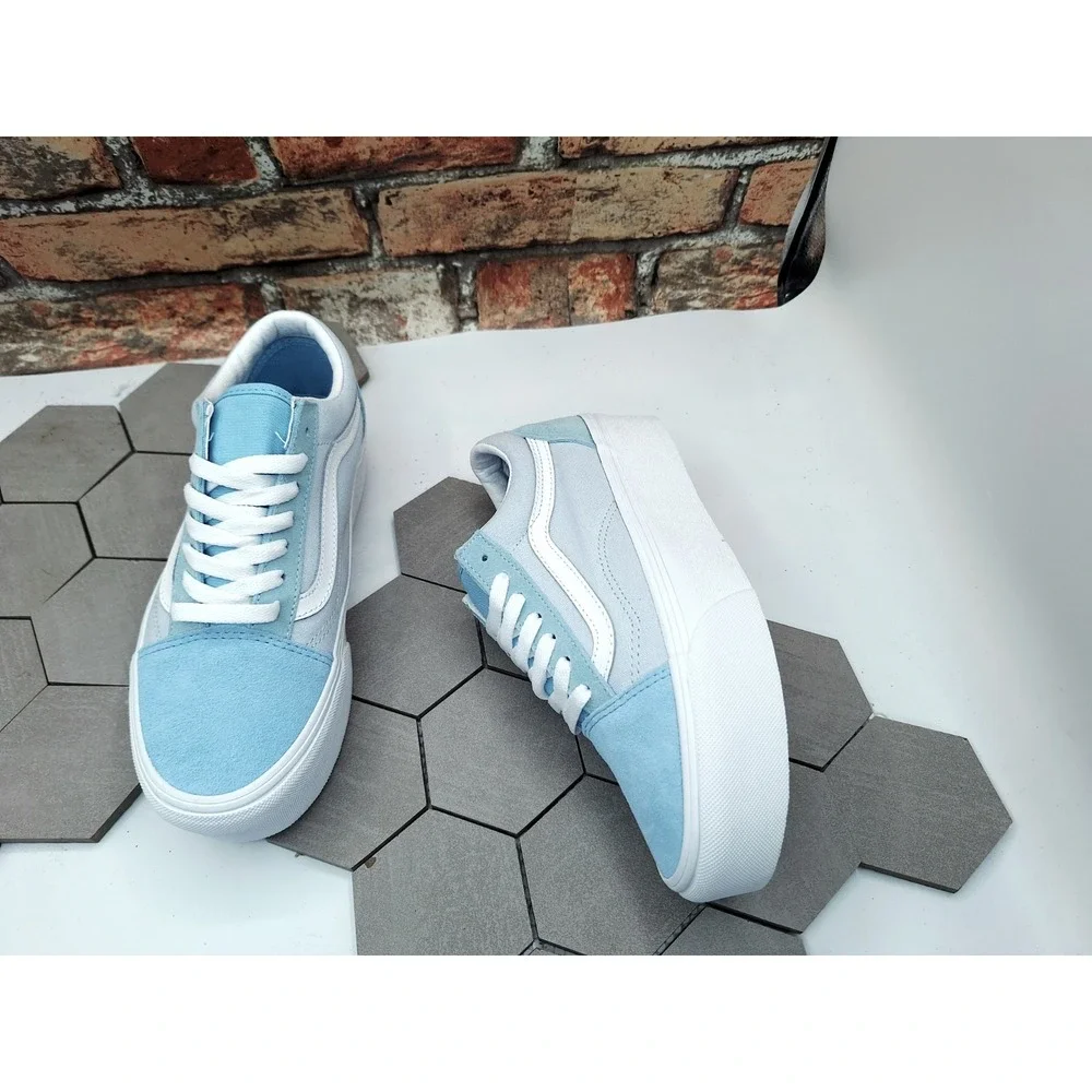 VANS Old Stack Platform Lift Shoes Blue White Stackform Women's 5 / Girls GS 3.5